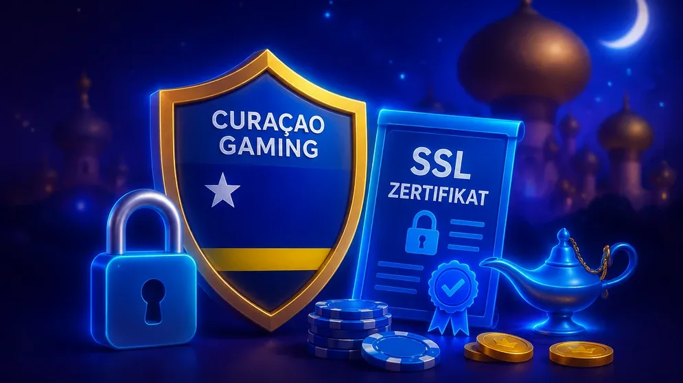 Curaçao Gaming Logo und SSL-Zertifikat Symbole